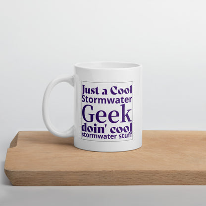 Cool Stormwater Geek (purple) - White glossy mug