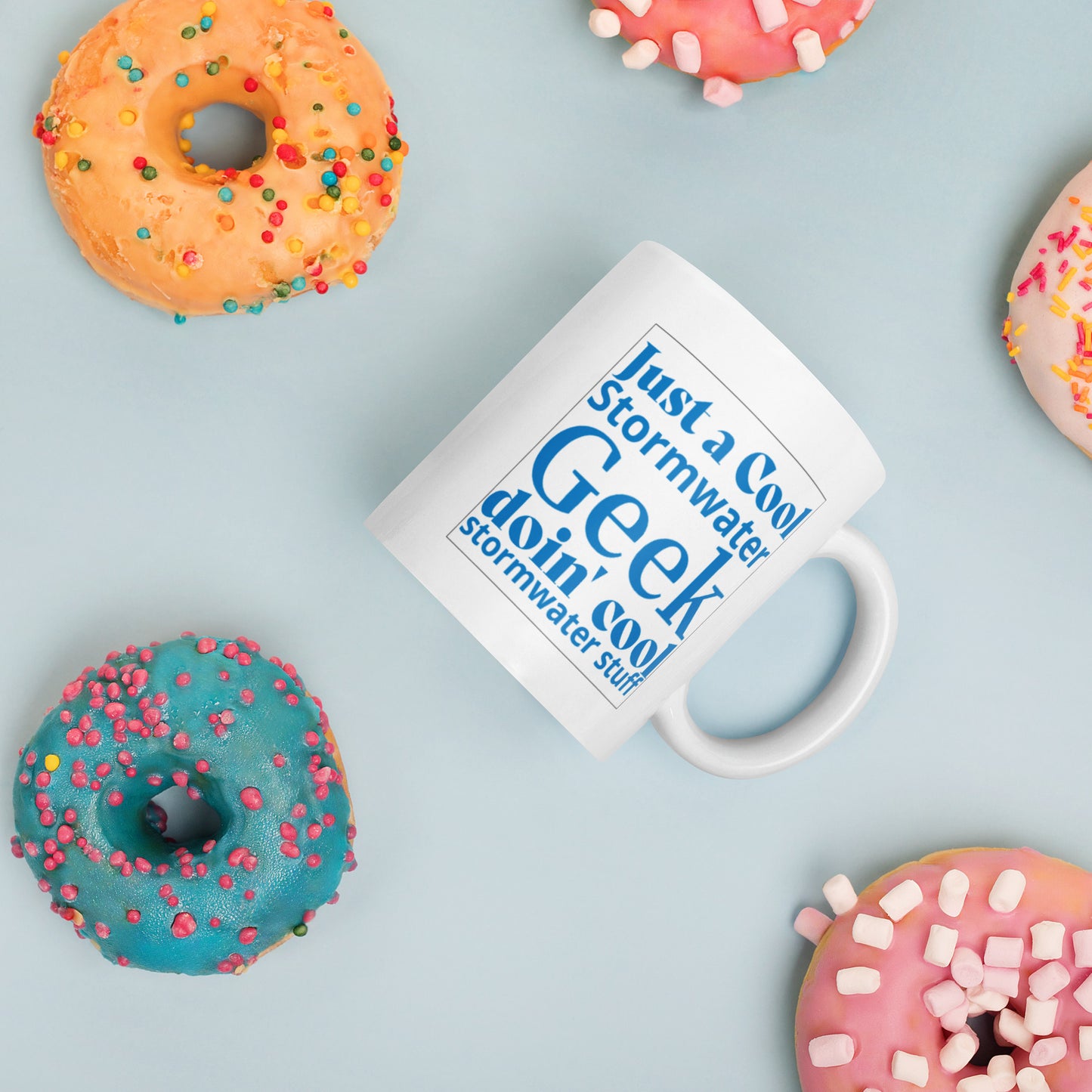 Cool Stormwater Geek (blue) - White glossy mug