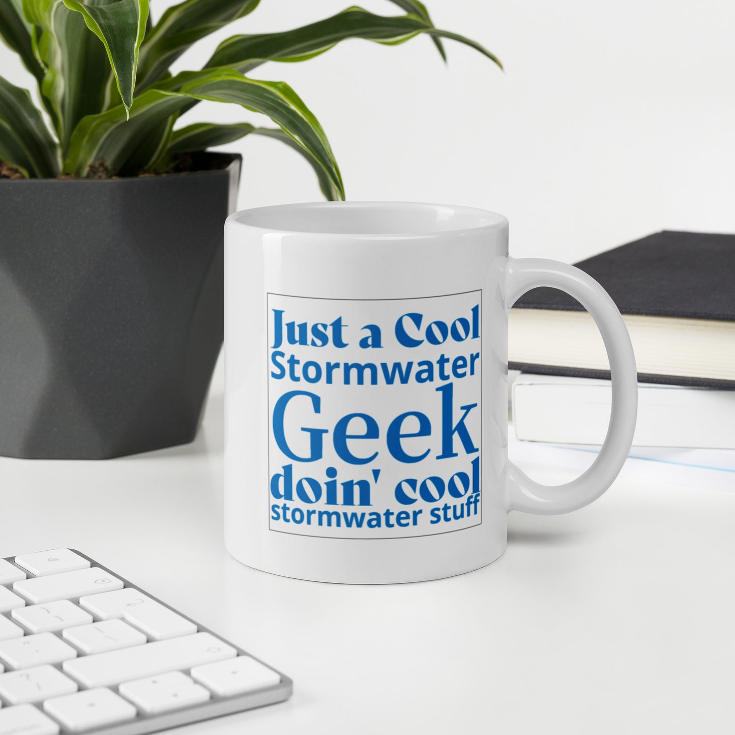 Cool Stormwater Geek (blue) - White glossy mug