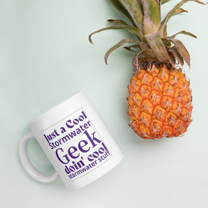 Cool Stormwater Geek (purple) - White glossy mug