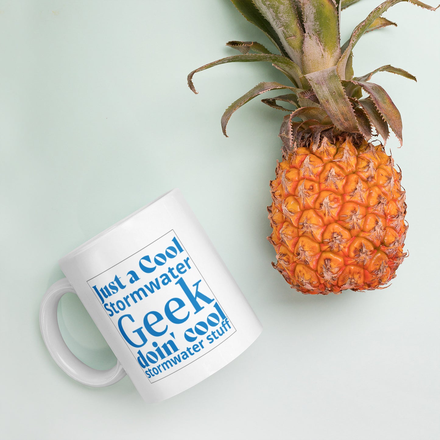 Cool Stormwater Geek (blue) - White glossy mug