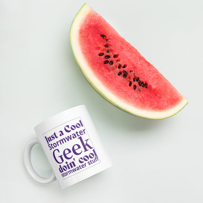 Cool Stormwater Geek (purple) - White glossy mug