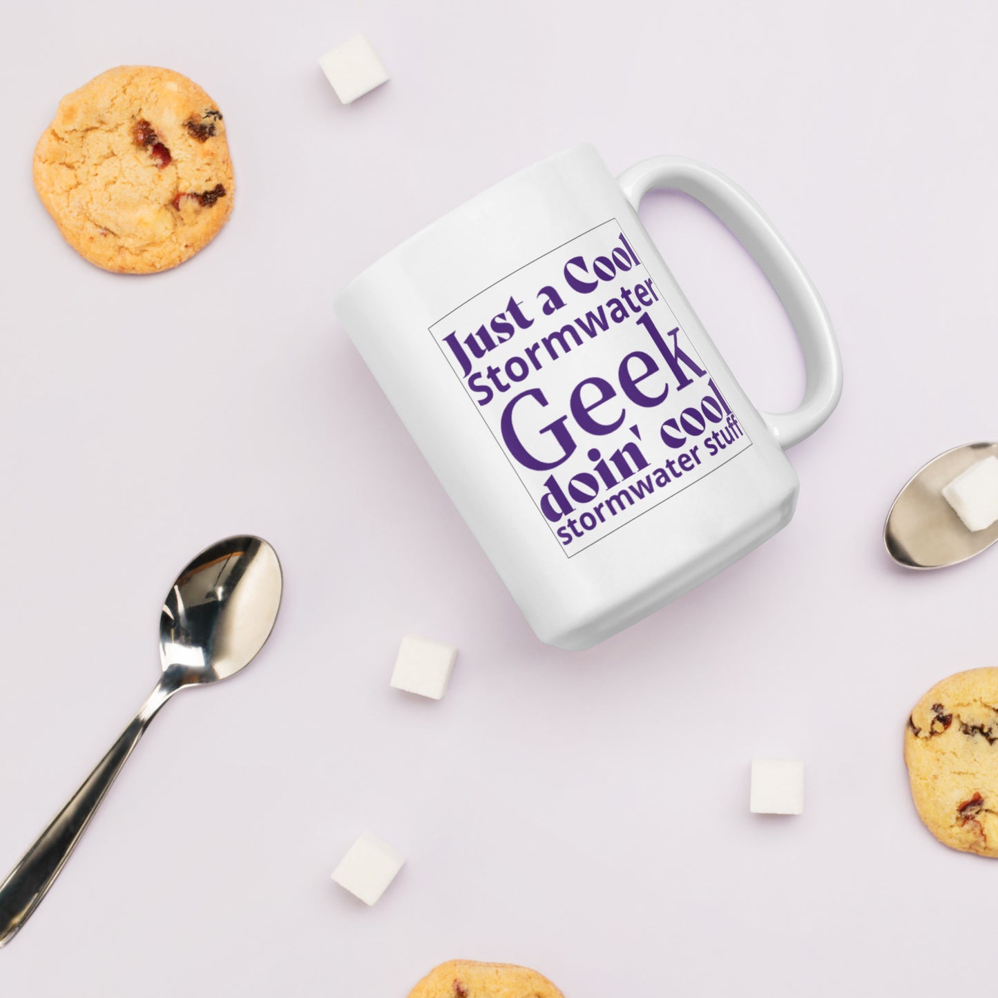 Cool Stormwater Geek (purple) - White glossy mug