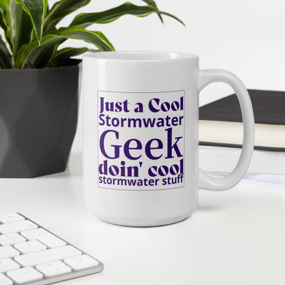 Cool Stormwater Geek (purple) - White glossy mug